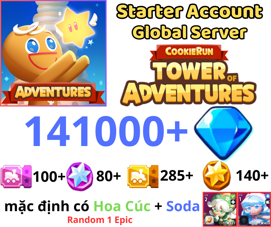 [GLOBAL]CookieRun: Tower of Adventures 141000+ Gem Starter Account